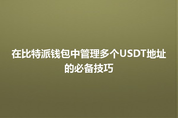 在比特派钱包中管理多个USDT地址的必备技巧 💰⚡