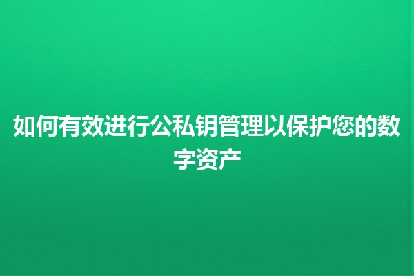 🚀 如何有效进行公私钥管理以保护您的数字资产 🔑